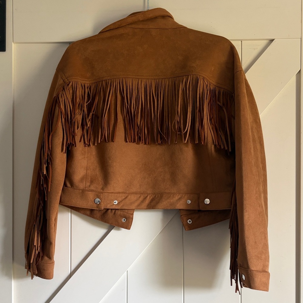 Forever 21 Brown Suede Fringe Moto Jacket